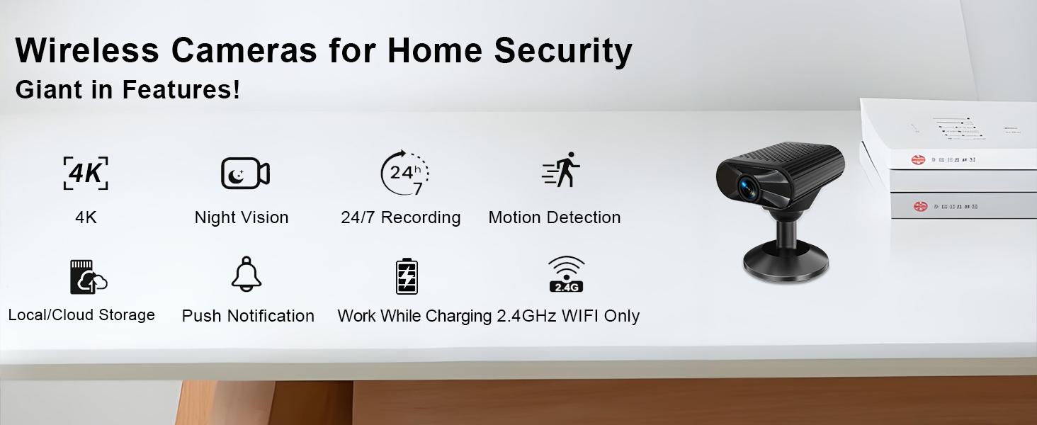 Magenetic Wireless  Camera, Auto Night-Vision ,1080P high-definition camera,Motion  detection,Nanny Cam,Office and car monitoring cameras for home ,Safety,Tiny size