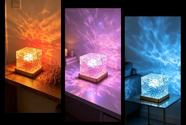 Super Upgraded 16- Colors Water Ripple Projector Lamp with Bluetooth Speaker Music Sync Rechargeable Ocean Wave Ambient Light Remote Night Light Aesthetic Room Decor home light projector galaxy