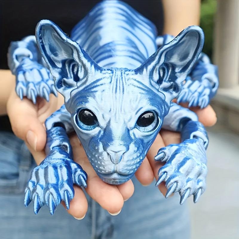3pcs Large 3D Printed Sphynx Cat Statues (19.96in & 9.06in) - Movable ADHD 3D Fidget Stress Relief Toys for Adults, Whimsical Desktop Decoration Ornaments, House Decor Home Goods Gifts