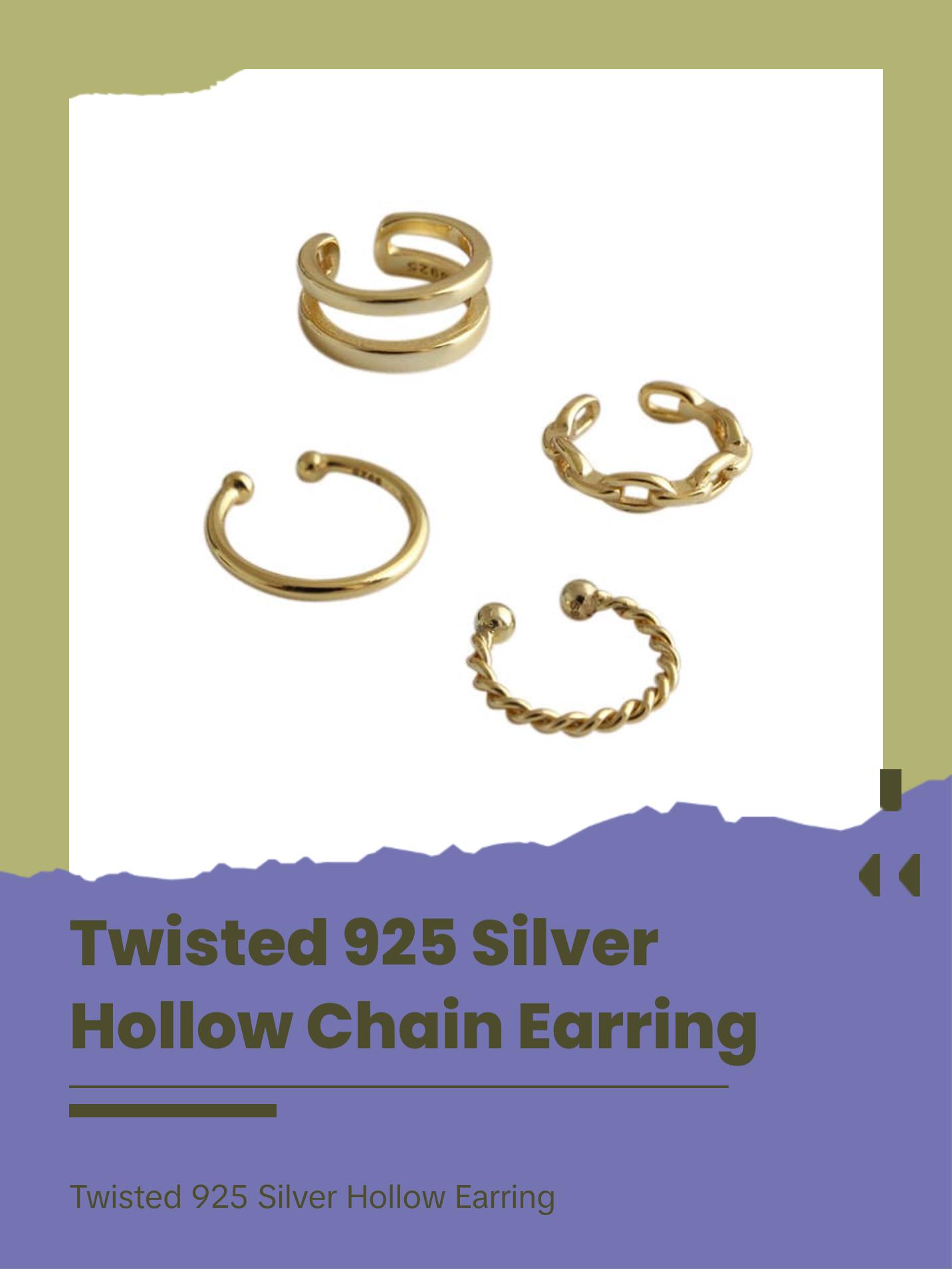 Simple Hollow Chain Twisted 925 Sterling Silver Non-Pierced Earrings(Single)