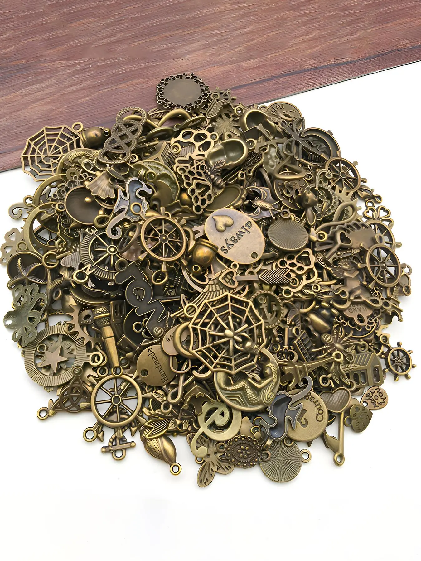 Random Mixed Metal Alloy Antique Bronze Charms, Vintage Pendants, Wings Cross Pendant, Handmade for DIY Bracelet Necklace Earrings Jewelry Making Findings, Witchy Jewelry, Goth Witch Jewelry, Gothic Witch Jewelry, DIY with Charms