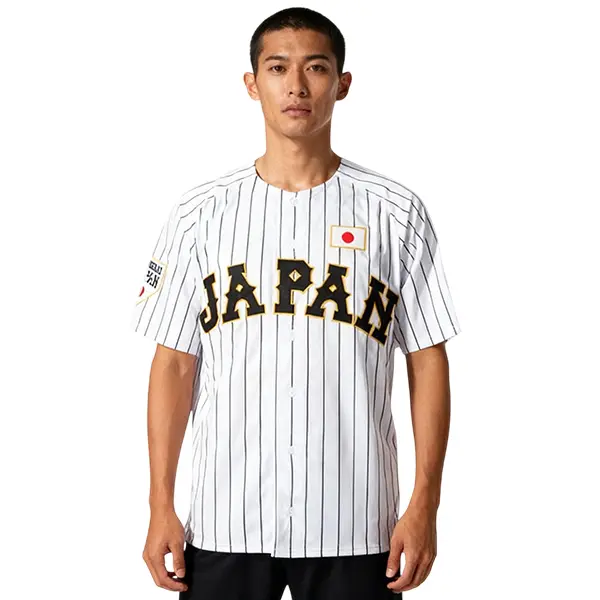 Male Japan #16 Player Edition Baseball Jersey, Black-White Striped Polyester Top with Sewn Embroidery, Hip Hop Style Athletic Activewear for Outdoor Sports Fans, Sizes S-M-XL