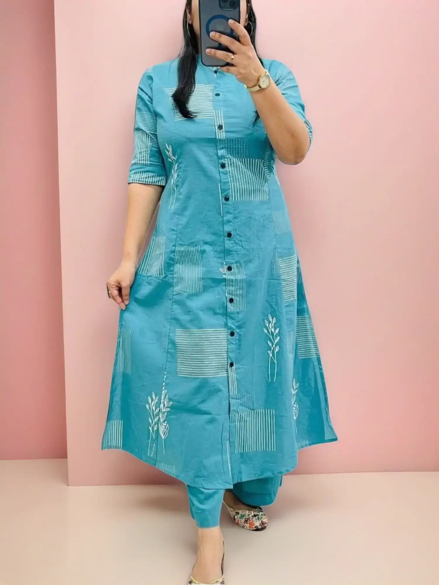 Women's 2-Piece Stylish A-Line Co-Ord Set - Elegant Ethnic Digital Print Kurti, Soft Premium Fabric Ankle Pants, Fit for Everyday Office Wear (Women's Clothes), Style, Comfortable