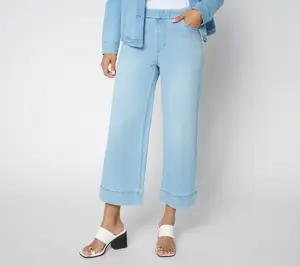 Susan Graver Regular Stretch Denim Wide Leg Crop Jean