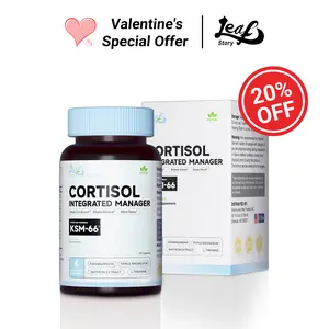LeafStory Cortisol Supplement, 4 In 1 Cortisol Manager 60 Ct, Ksm-66 Ashwagandha Extract, Magnesium, L-Theanine & Blended Vitamin for Stress Relief, Mind Relax & Sleep Support