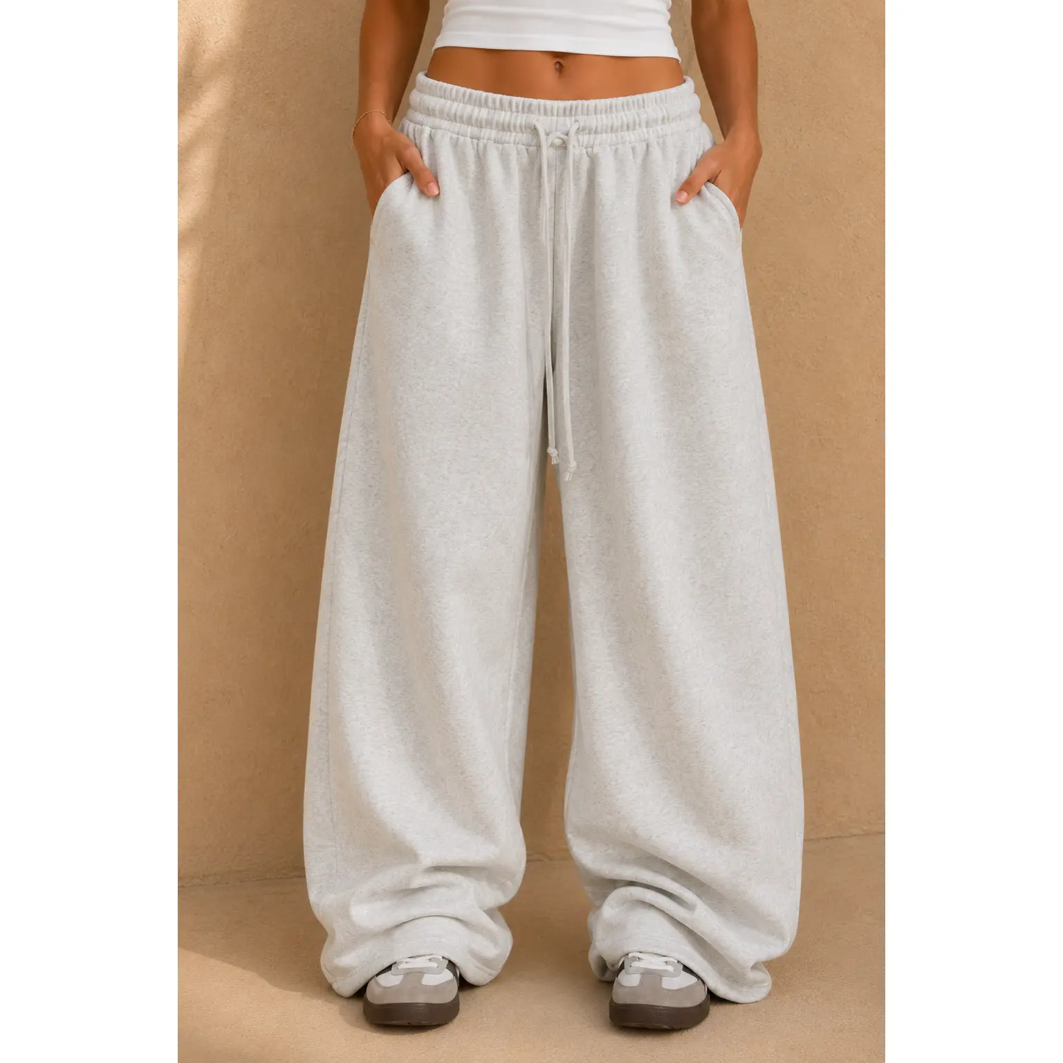 Women's Cloud Comfort Wide Leg Pants - Cotton Blend Oversized Athleisure Bottoms with Side Pockets, All-Seasons Flattering Silhouette, Athleisure Look