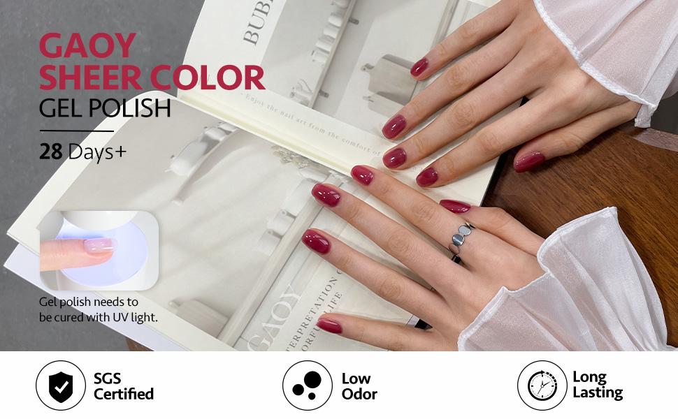 GAOY Bubbly Soda Jelly Gel Nail Polish of 6 Transparent Pink Red Blue Yellow Colors Sheer Gel Polish Kit for Salon Gel Manicure and Nail Art DIY at Home