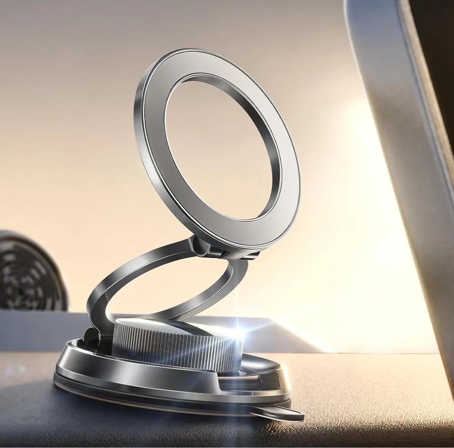 【All Metal &Nano Gel Super Strong Suction】LISEN Car Phone Holder for Magsafe 360 Adjustable Vacuum Magnetic Phone Holder for Car, Suction Cup Phone Mount for iPhone 17 Pro Max 16 15 14 13 12