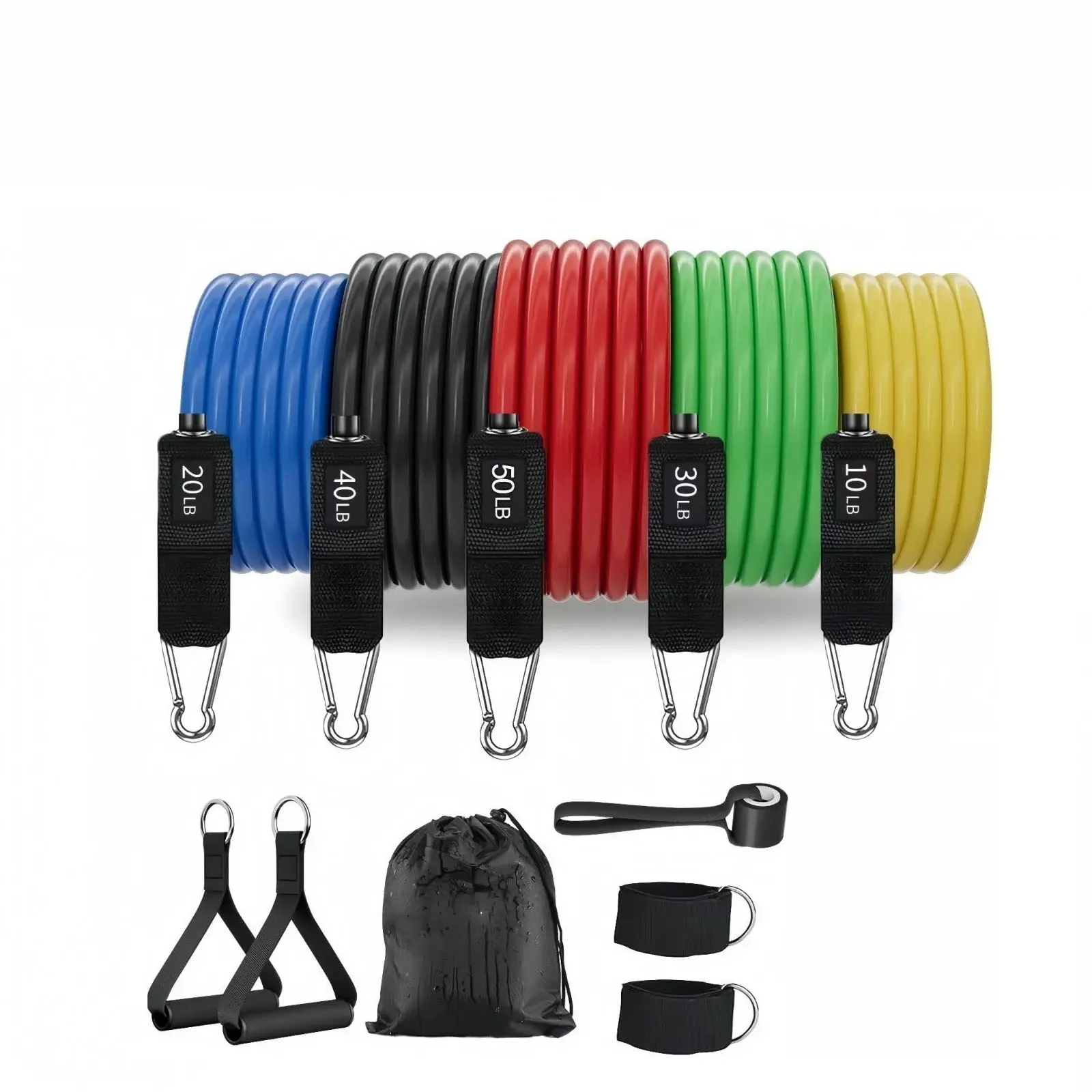 11-Piece Odor-Free Resistance Band Set, 150 lbs Portable Fitness Accessory, Suitable for Home Gyms, Yoga, Strength Training