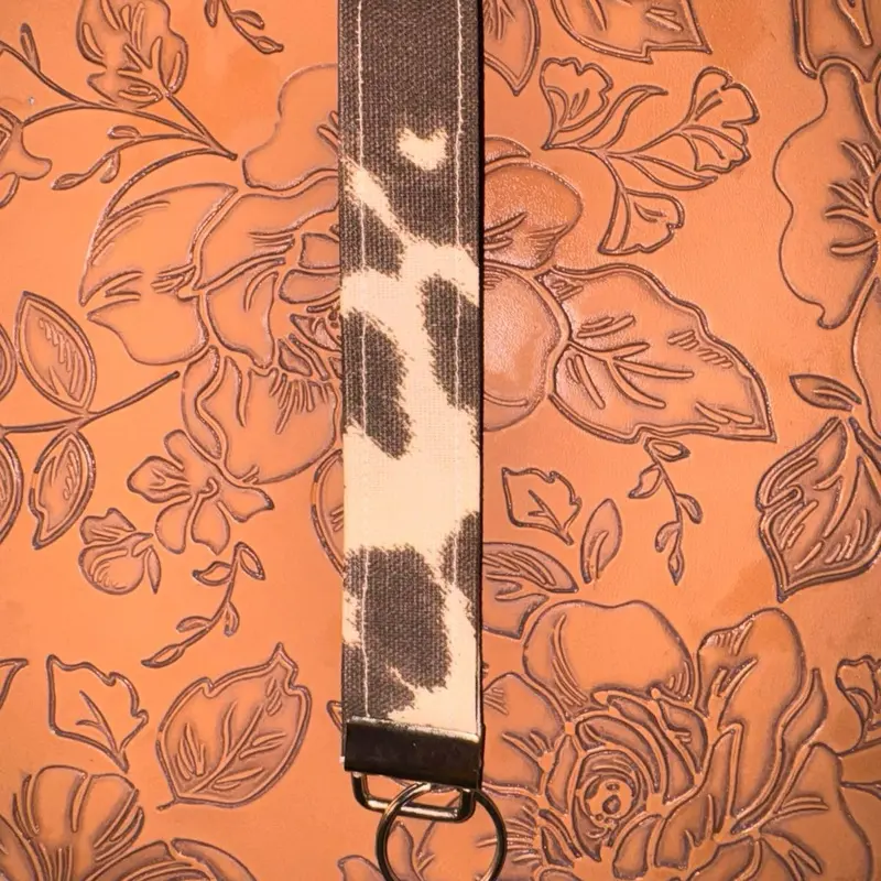 Cow Print Wristlet Keychain | Handmade Western Wrist Strap