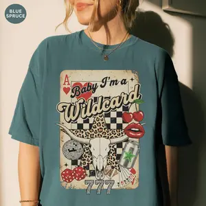 Comfort Color Boho Cowgirl Shirt, Western Graphic Tee, Wild Card Collage Shirt, Cowgirl Tshirt, Country Girl Shirt, Cowboy Shirt, Western Clothing