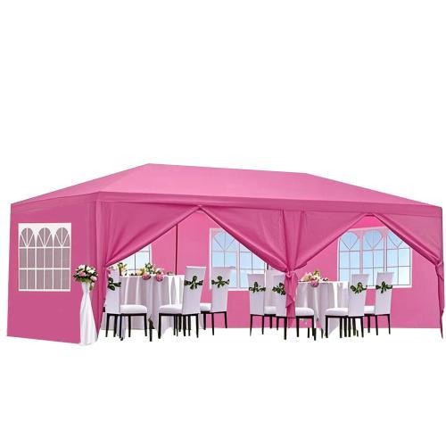 Outdoor Party Tent 10'x30' with 8 Removable Sidewalls Waterproof Canopy Patio Wedding Gazebo White Big Spacious Durable PE Cloth Upgraded Pipe Connection for Better Stability