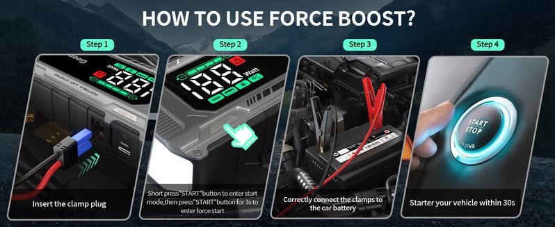 Car Jump Starter Power Pack 10000A Peak with PD 18W Fast Charging, Battery Jumper Starter Portable 12V Car Battery Charger Jump Box Booster Pack (All Gas/10L Diesel),Large Screen,150W DC, Lights