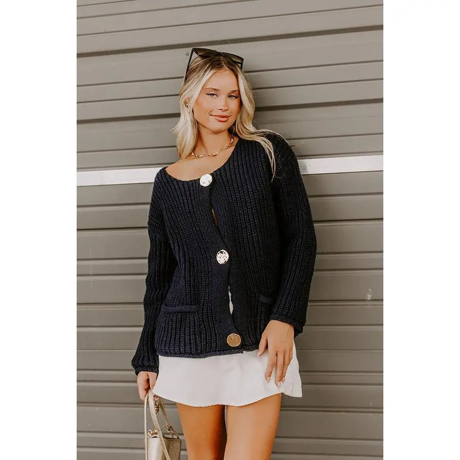 Cozy Cuddles Knit Cardigan in Navy