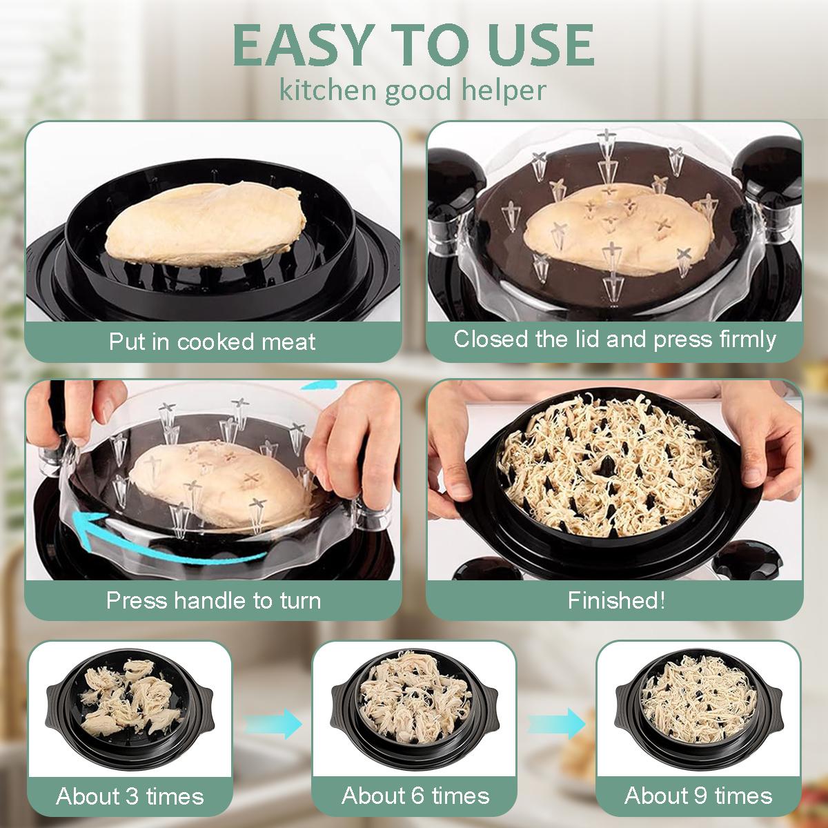 2026 Easter Gift, Large Chicken Shredder Tool with Visible Lid, Anti-Slip Ergonomic Handle, BPA Free Dishwasher Safe Kitchen Gadget for Family Cooking, Elegant Black Meat Shredder for Pork/Beef/Vegetables