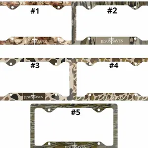 Jesus Saves Camo License Plate Frame – Christian Cross Car Tag Frame, Faith-Based Auto Accessory, Religious Gift for Believers