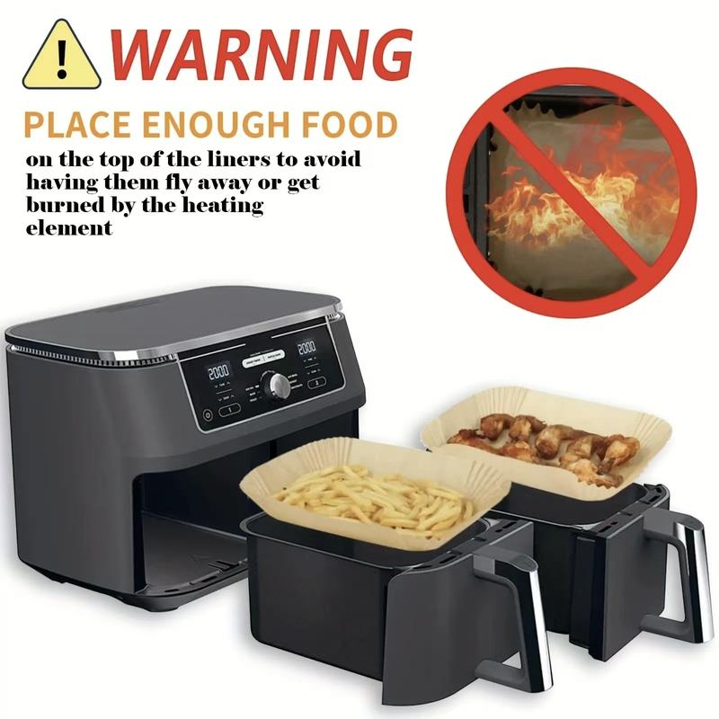 100PCS Round Air Fryer Paper Liners, unbleached and biodegradable material, disposable non-stick parchment paper for frying, baking, roasting and grilling