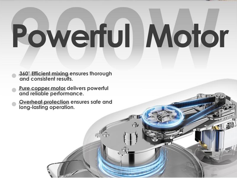 Kitchen in the Box Stand Mixer 8.5 Quart 900W Electric Mixer with Stainless Steel Bowl, 6 Speed Settings, Dough Hook, Flat Beater & Egg Whisk for Heavy Dough, Large Capacity Food Mixer for Home Cooks Household