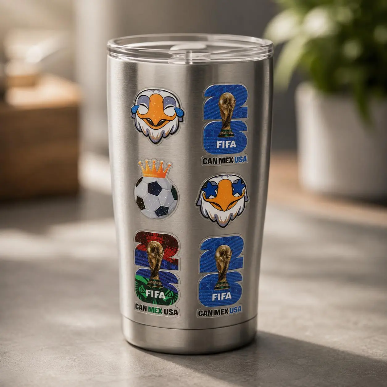 FIFA Official Licensed 2026 World Cup Cartoon Mascots Glitter Stickers - Unisex Soccer Ball Decals for Children, DIY Scrapbooking, Photo Cards (summerwins, diy soccer decals)