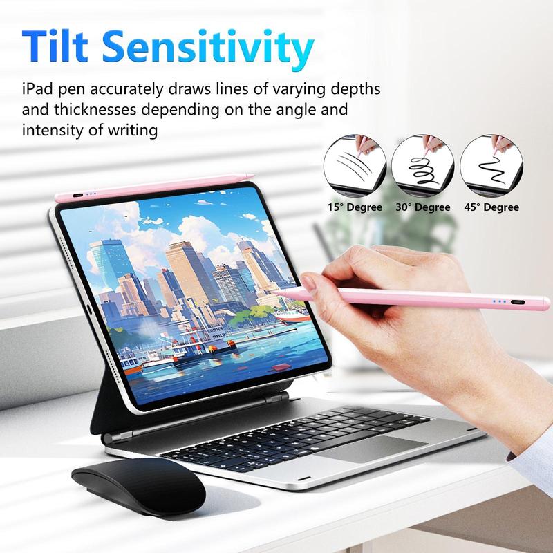 Capacitive touchscreen stylus, ready to use without connection or power on, suitable for iPad 9th and 10th generation - fast-charging active stylus, compatible with iPad Pro 11" & 12.9" (2018-2025), iPad Air 3/4, iPad 6/7/8/9/10, and iPad Mini 5/6.