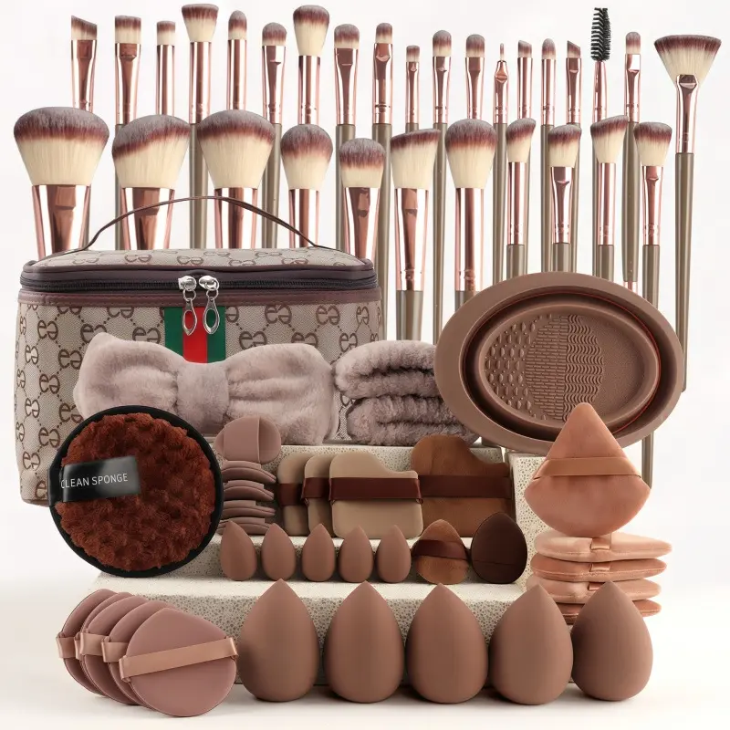 67-Piece Makeup Brush Set, Face & Eyeshadow Mixing Kit, Coffee Color 30 Brushes, Synthetic Makeup Brushes, Makeup Brush Sponge, Cosmetics Makeup Tool, Travel-Friendly, Professional Beauty Tools, Gifts For Women, Makeup Brush Full Set