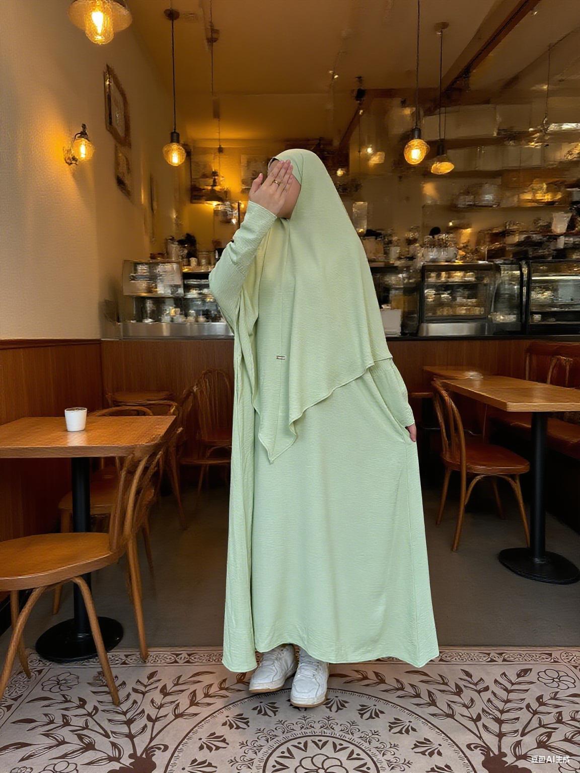 CL05-2 Abaya Hijab, Muslim dress, hijab, solid color, simple and casual, crepe Khimar suit【Fashionweek】