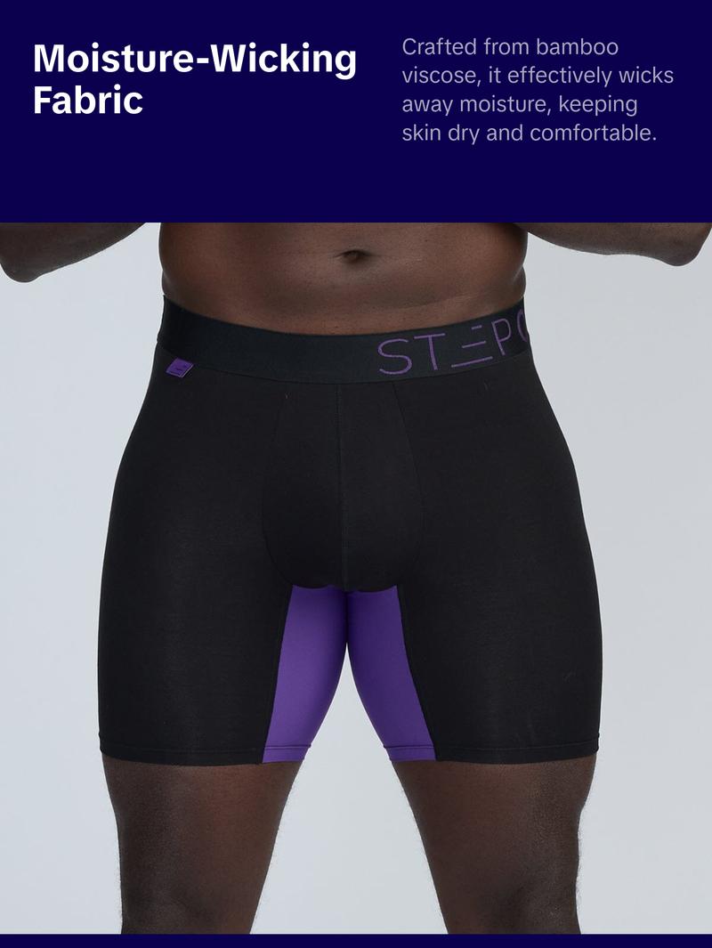 Step One Men's Boxer Brief - Obsidians, Anti-Chafe, Breathable Bamboo Fabric, UltraGlyde Panels, Hidden Elastic Pouch, Premium Underwear, Athletic Daily wear