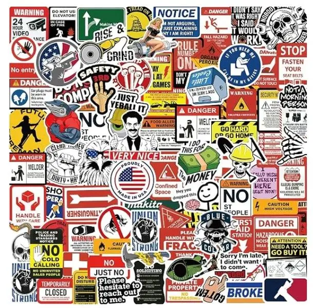 Random 160Pcs Funny Blue Collar Hard Hat Stickers