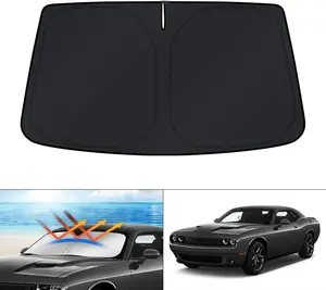 Canvcle Custom Fit Car Windshield Reflector Sun Shade for 2015-2023 Dodge Challenger Accessories Coupe SRT Hellcat Redeye GT RT TA Coupe Widebody SXT RT Scat Pack Foldable Sun Visor Protector Blocks UV Rays