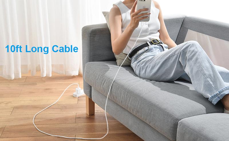 10Ft iPhone 17 16 15 Charger Fast Charging Type C Chargers USB C Charger Block i Phone 16 Chargers with 3 Pack 10FT Cable for iPhone 16/16 Plus/16 Pro/16 Pro Max/iPhone 15/15 Pro Max/Samsung(White)