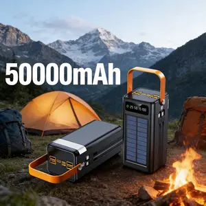 50000mAh Portable Solar Power Bank for Camping Hiking | PD22.5W Fast Charging, 2 Detachable Cables, Multi Output Ports, LED Display & Flashlight, Charges 7 Devices At Once, Off-Grid Emergency Outdoor Charger Compatible with iPhone Samsung iPad