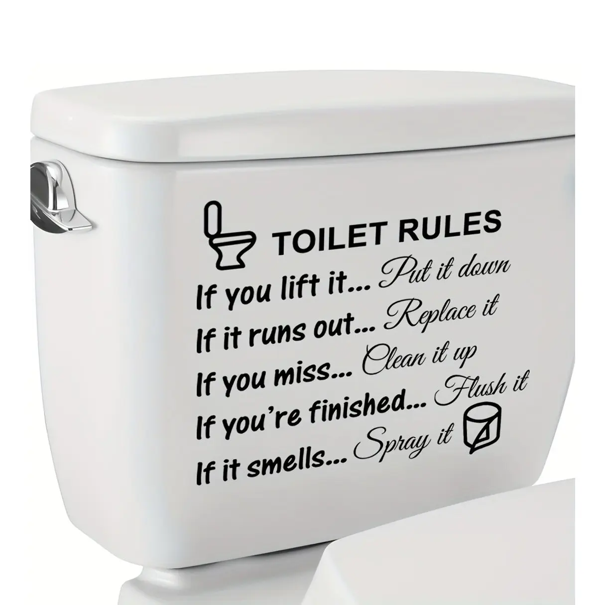 Self-Adhesive Toilet Rules Wall Decals | Funny Bathroom Quotes Decor, Easy Peel & Stick, Removable Art for Home, Apartment & Holiday Gifts, Decorative Stickers, Bathroom Decoration Accessories, Household Decoration Supplies