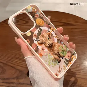 Premium Magnetic Phone Cases for iPhone11/12/13/14/15/16//17/Air/promax/Plus Highland Cow, Autumn Flowers & Pumpkin y2k cased MagSafe Ready, Anti-Fall, Springtok and Ultra-Thin Design |   Perfect for Everyday Use Protector Aesthetic Screen Protector