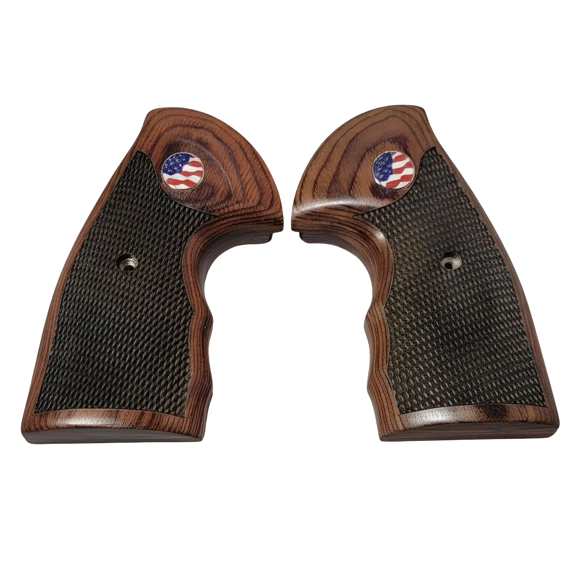 Colt Python Rosewood with Checkering Panels with an American Flag Medallion for Colt Python