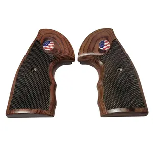 Colt Python Rosewood with Checkering Panels with an American Flag Medallion for Colt Python