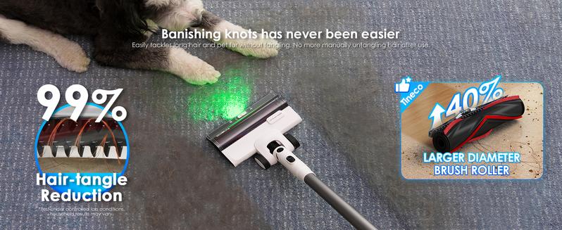 Tineco PURE ONE Station 5 Cordless Smart Vacuum with 2.5L Auto Dust Base Full-Path Self-Cleaning 175W Suction ZeroTangle Tech iLoop Smart Sensor for Hard Floor & Carpet