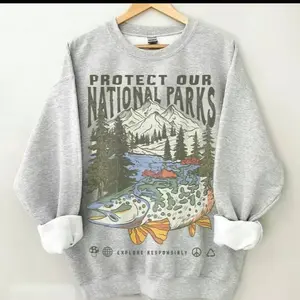 90s National Parks Unisex Sweatshirt Granola Girl Respect the Local Wildlife Pullover Hiking Camping Clothes Wanderlust Shirt