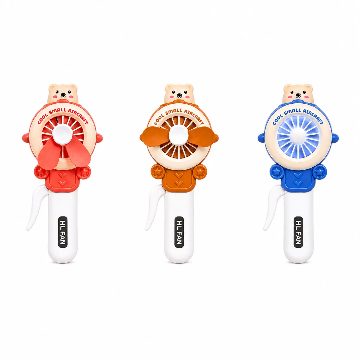 Cute Airplane Bear Handheld Cooling Portable Fan - Battery-Free Manual Travel Portable Fan, BPA-Free Impact-Resistant Kid-Approved Safety Toy for Kids Summer Essentials