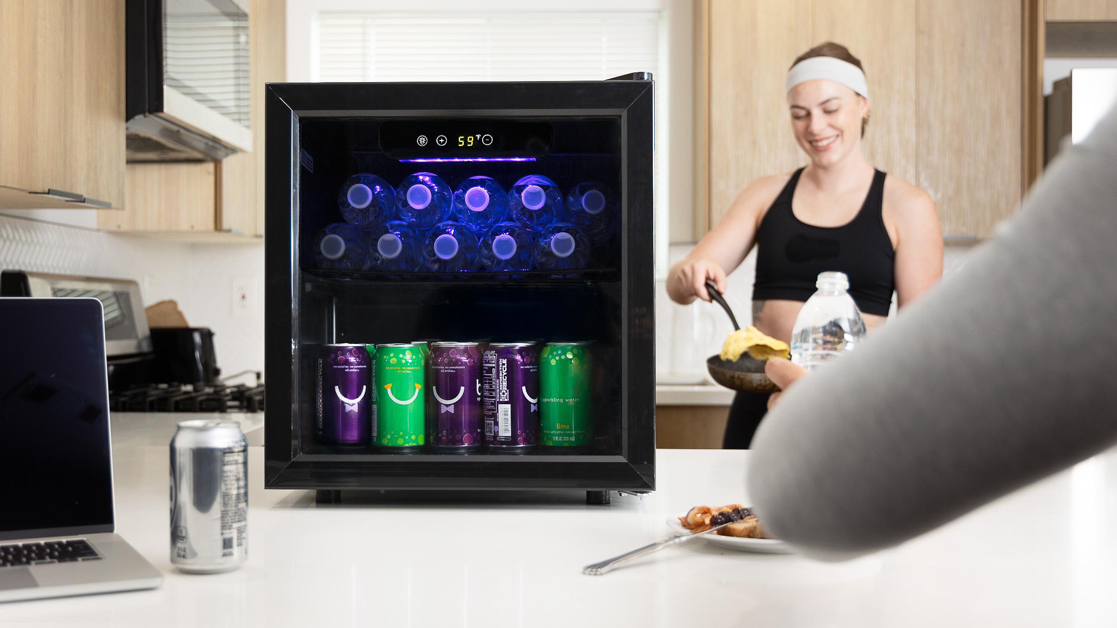 Antarctic Star 1.3 cu ft Beverage Refrigerator and Cooler, Mini Fridge with Organizer Shelf Single Zone 40°F-61°F LED Lighting Quiet Cooling System for Kitchens & Bars - Household Appliances