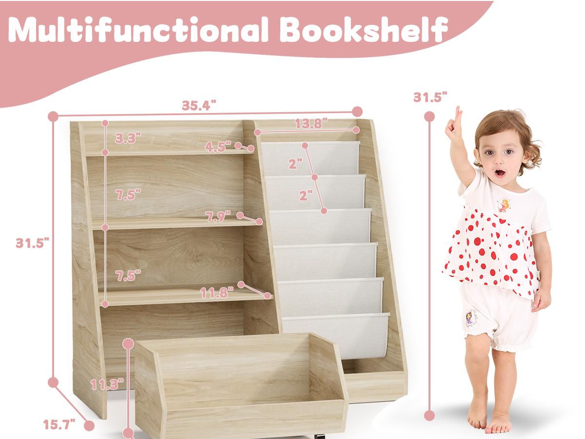 【LIVE】4-Tier Rolling Toy Storage Cabinet for Kids - 5 Layer Sling Toddler Furniture, Baby Furniture Book Rack, Organizing Nursery, Wooden Home Storage with Wheels 【LIVE】4-Tier Rolling Toy Storage Cabinet for Kids - 5 Layer Sling Toddler Furniture, Baby Furniture Book Rack, Organizing Nursery, Wooden Home Storage with Wheels