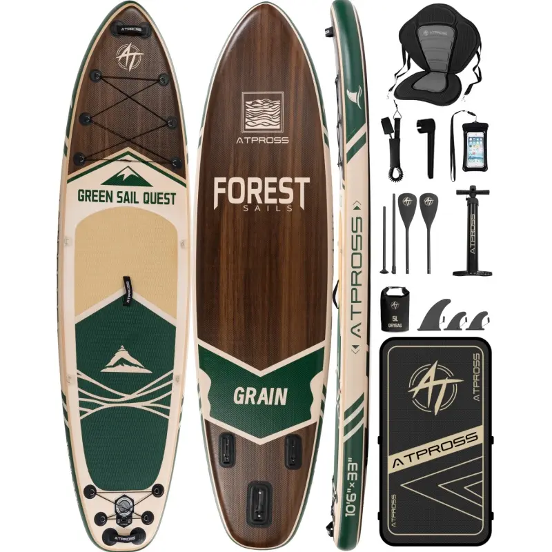 Multi Purpose Inflatable Stand Up Paddleboard (10'6"x33") - Extra Wide Stable Base SUP for Adults, Kayak Seat, Anti-Slip EVA Deck, 400lbs Capacity, Complete Kit with Waterproof Phone Bag for Fishing & Yoga, Outdoor Paddle Sport
