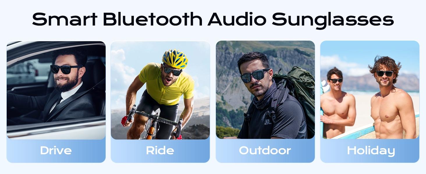 Smart Bluetooth Glasses,HD Voice Calls and HiFi Music, Hands-Free Calling, Voice Control, UV Protection, Outdoor, Sports & Travel, Unisex