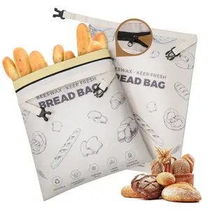 YARRAMATE Beeswax Bread Bags for Homemade Sourdough(Purple, 17x13, 2 Pack), Zipper Reusable Linen Food Storage Bags to Keep Loaf Fresh, Large Freezer Safe and Eco Friendly Bread Containers, a perfect gift choice