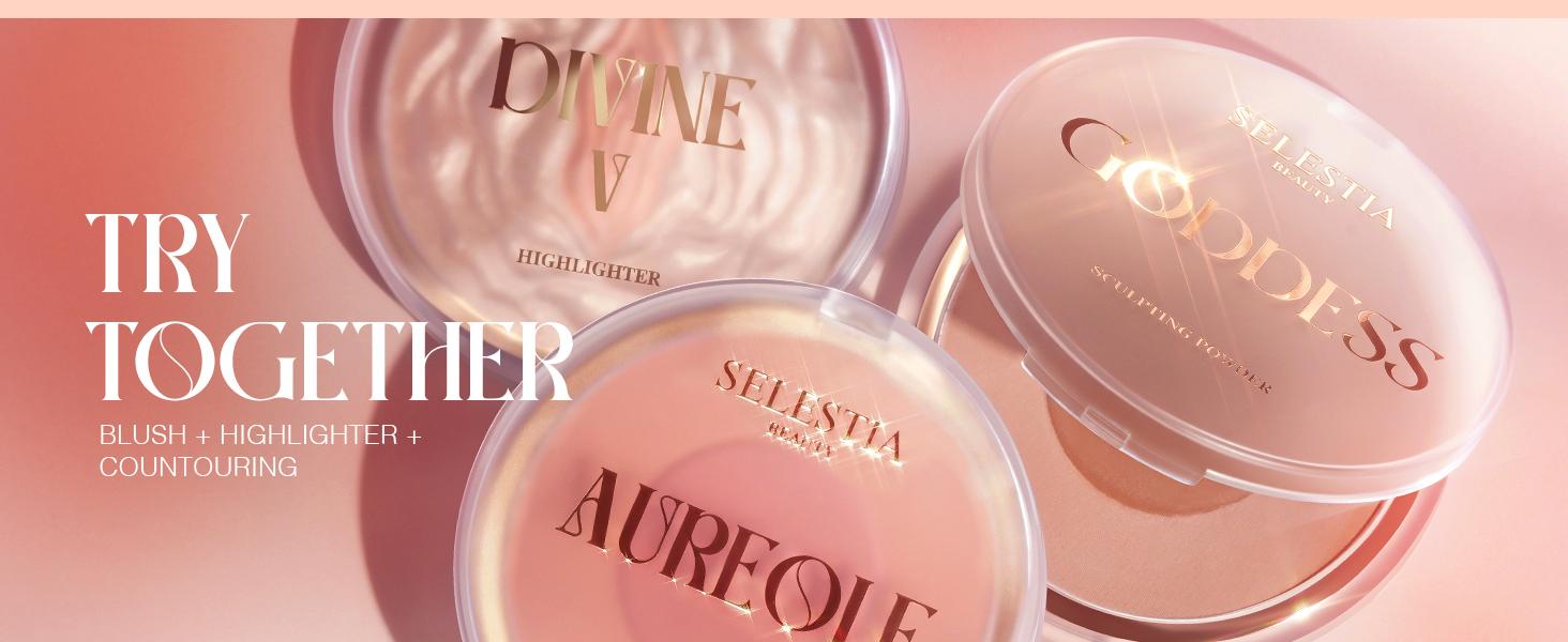 Highlighter Makeup Powder Divine V - Highlighter Powder for Radiant Glow - Face Highlighter for All Skin Tones - Easy-to-Apply Powder Highlighter, 0.53 Oz