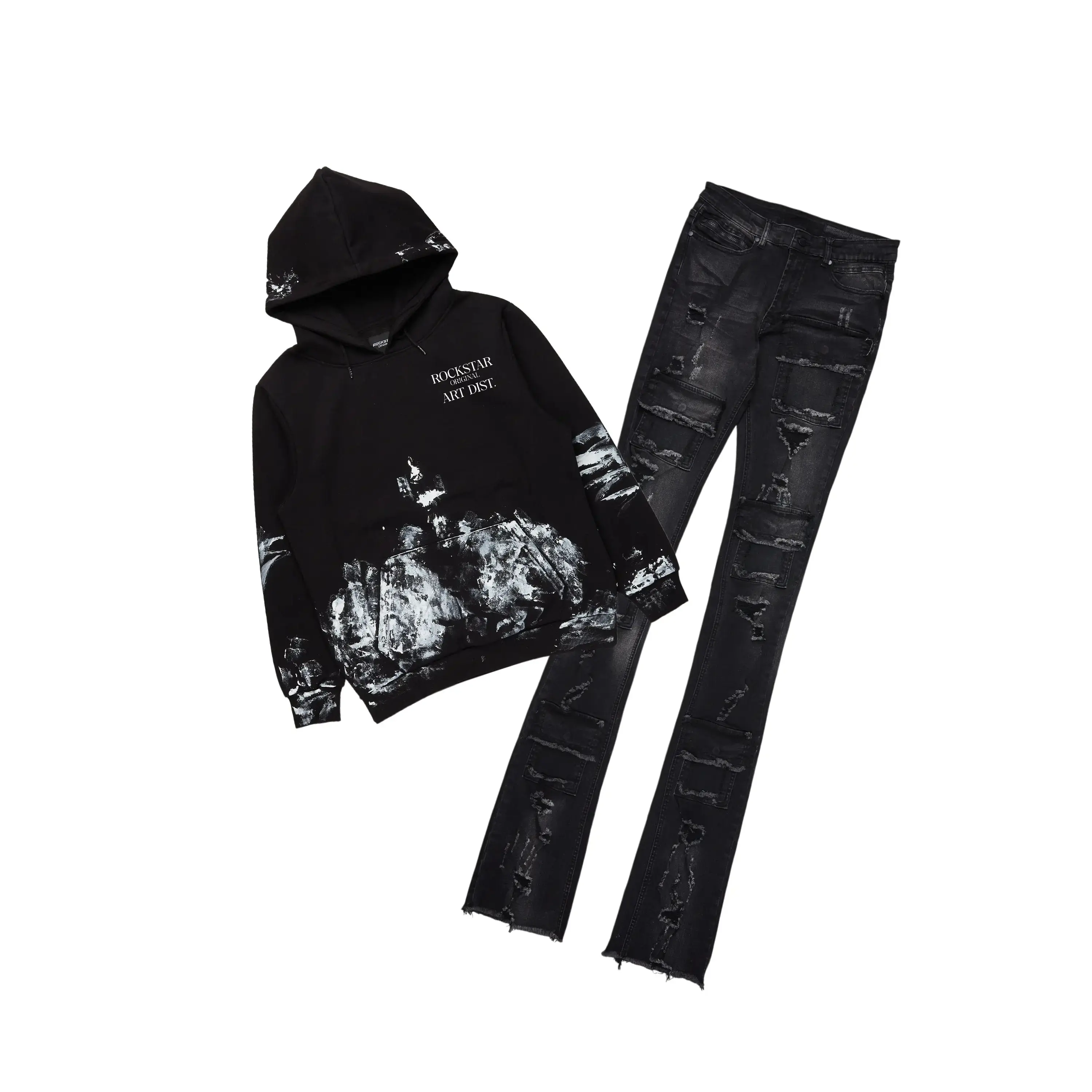 Filip Black Hoodie & Pooja Super Stacked Flare Jean Bundle
