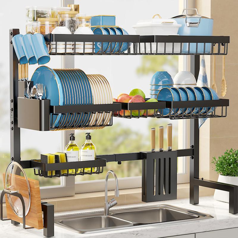 Dish Drying Rack for Kitchen Counter Large Capacity Sink Organizer with Cutlery Holder Easy Clean, Modern Home Essential