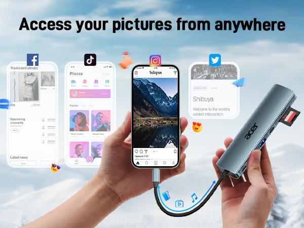 Acer 7-in-1 USB-C Hub Multi-Port Adapter for Laptop 4K HDMI Splitter 2 USB-A 3.1 Type-C PD 100W SD Card Reader Space Grey Acer 7-in-1 USB-C Hub Multi-Port Adapter for Laptop 4K HDMI Splitter 2 USB-A 3.1 Type-C PD 100W SD Card Reader Space Grey