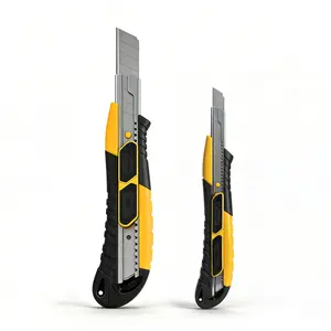 Dual-Mode Safety Utility Knife for Warehouse,Packaging Work Professional Locking, Auto-Retract Box Cutter, 18mm Heavy Duty Cutter with Metal Rail, Ergonomic Grip,Spare Blade Storage.