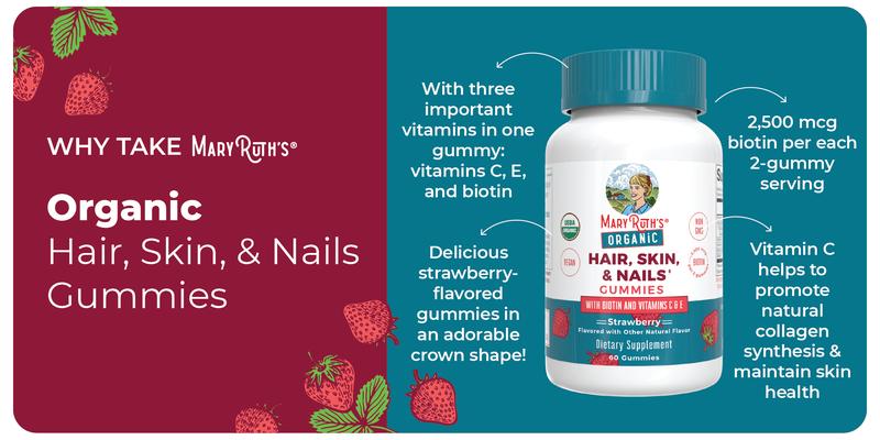 MaryRuth's Hair Skin and Nail Vitamins - Biotin, Vitamin C & Vitamin E - Hair & Skin Health - Nail Growth - For Ages 14+ - 60 Count Healthcare Dietary