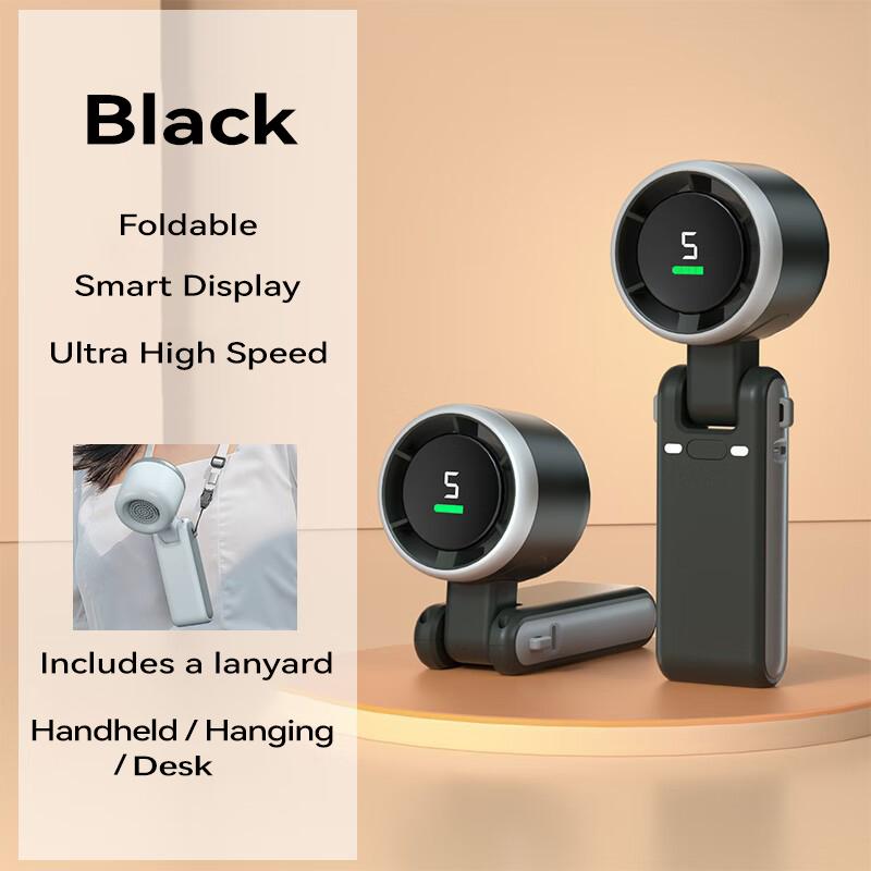 Portable Handheld Turbo Fan with USB Charging,5-Speed Turbo Mode 12-Hour Runtime,Hand/Neck/Desk Fan 3 IN 1,Holiday Gift,Portable Mini Fan, Outdoor Activities, Beach Vacation Essentials